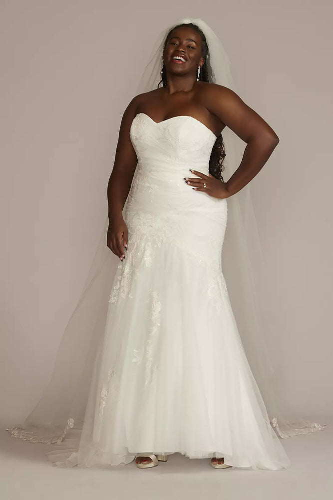 Strapless Mermaid Plus Size Wedding Dress - Ivory