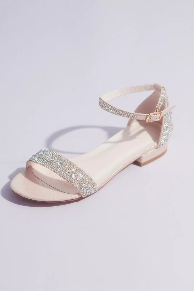 Crystal-Encrusted Flat Sandals - Pink