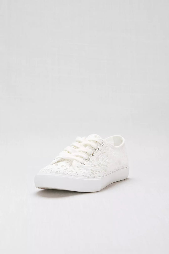 Lace Crochet Sneakers - White