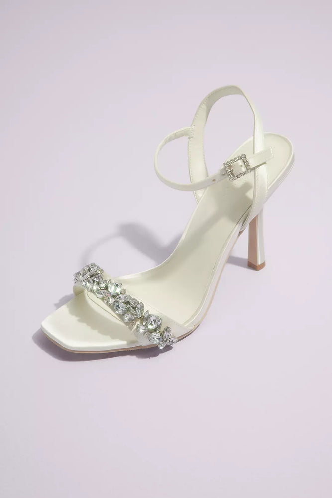 Crystal Embellished Stiletto Sandals - Ivory