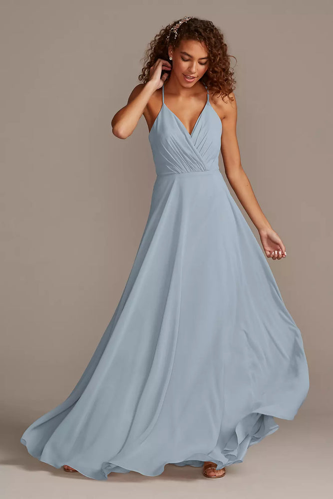 Spaghetti Strap Full Skirt Dress - Blue