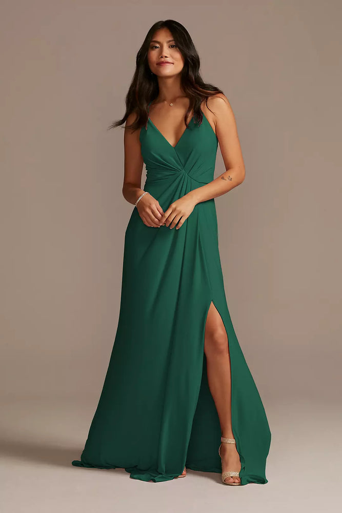 Jersey A-Line Dress with Knot Detail - Green