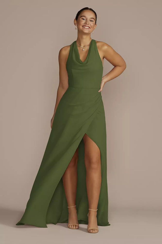 Sleeveless Crinkle Chiffon Sheath Dress - Green