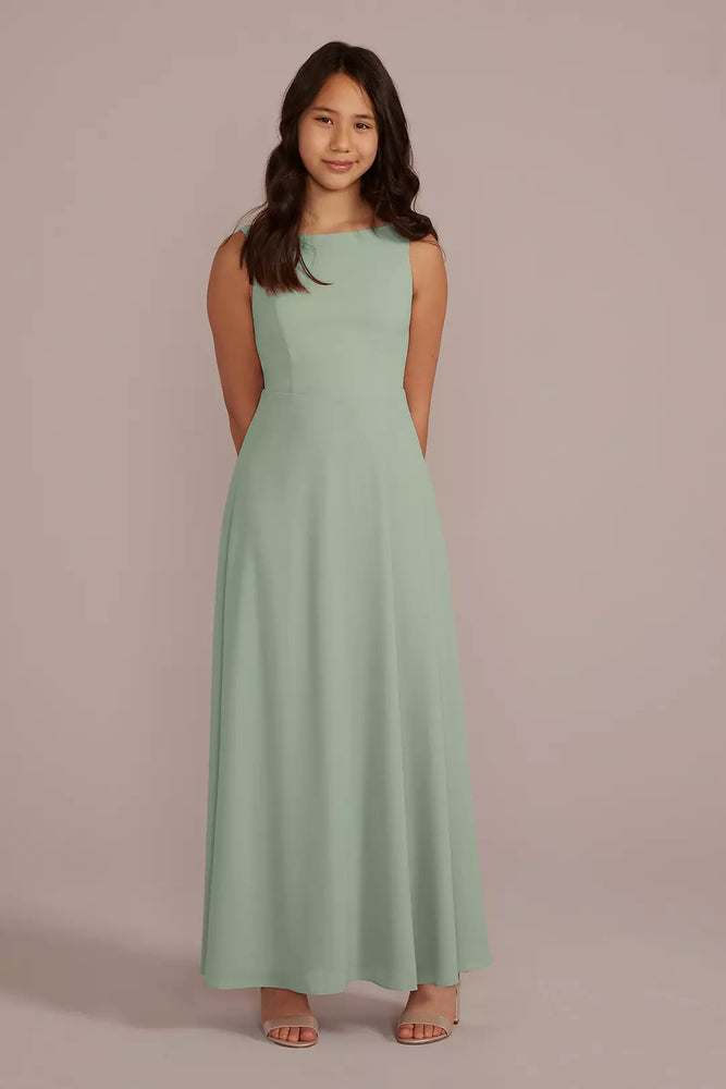 Chiffon Junior Bridesmaid Dress with Tie Back - Green