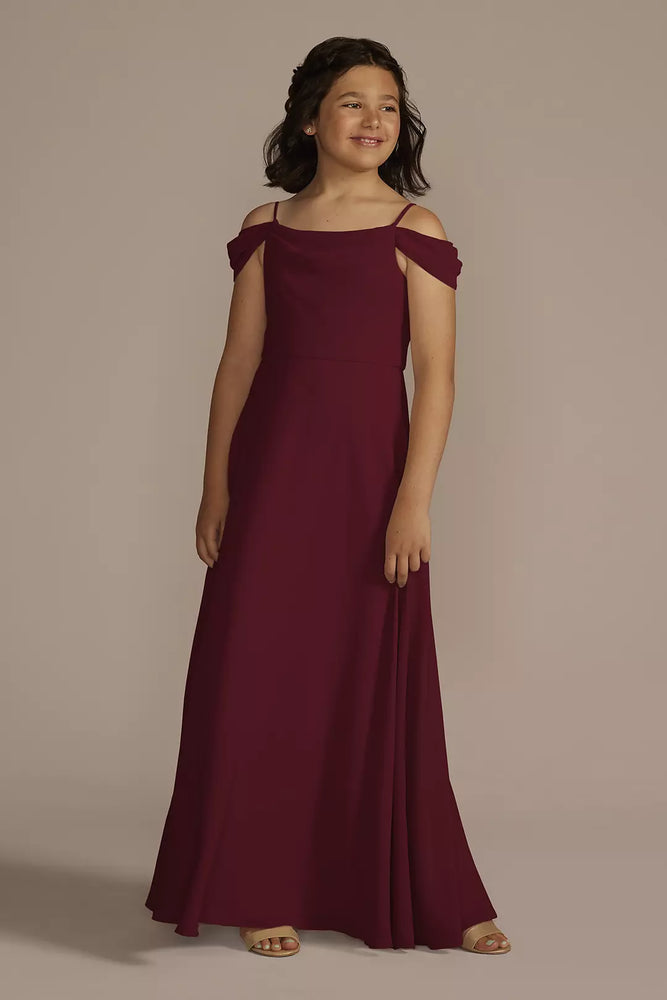 Chiffon Swag Sleeve Junior Bridesmaid Dress - Red