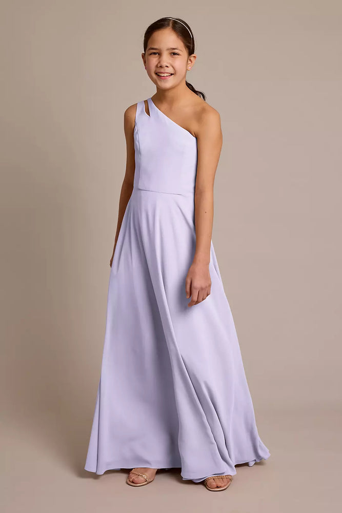 Chiffon One-Shoulder Junior Dress - Purple