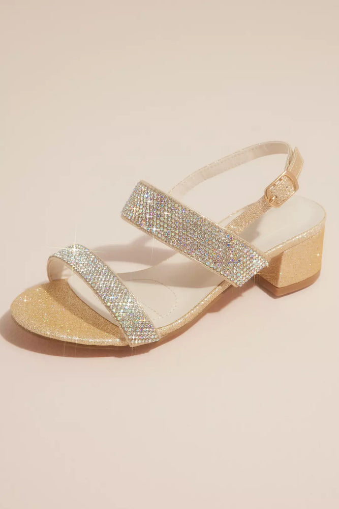 Crystal Flower Girl Block Heel Sandals - Yellow