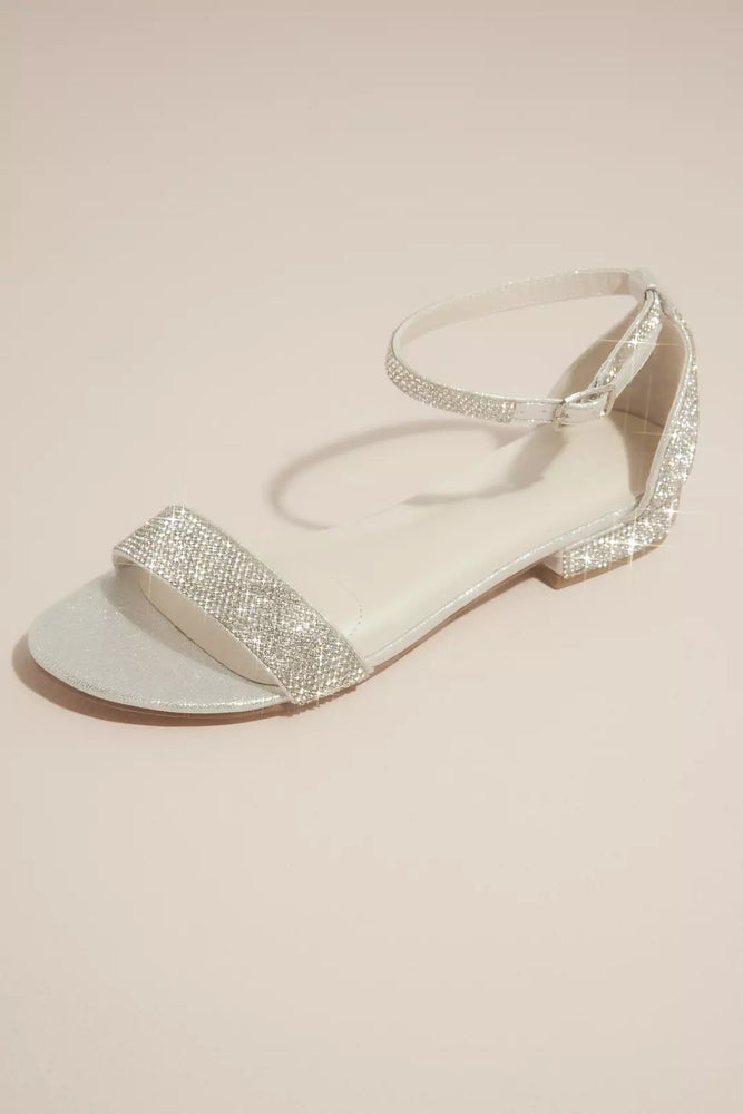 Crystal Strappy Flat Sandals - Grey