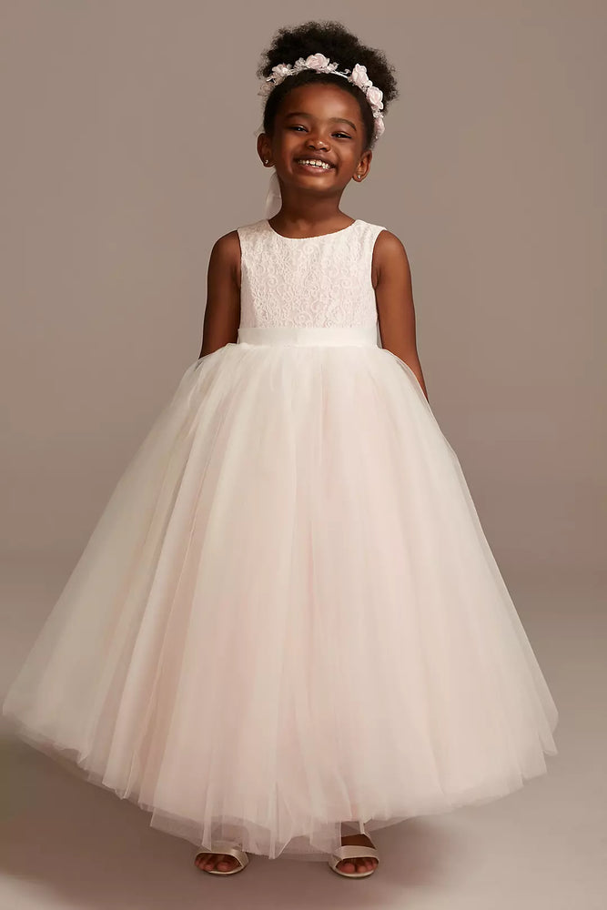 Ball Gown Flower Girl Dress with Heart Cutout - Pink