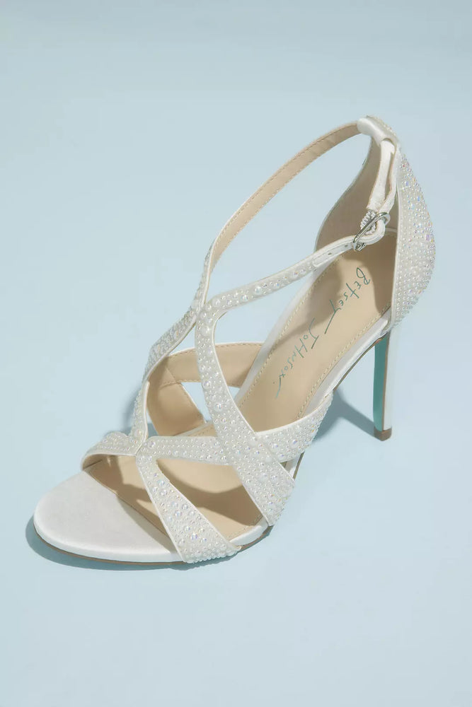 Embellished Strappy Stiletto Sandals - Ivory