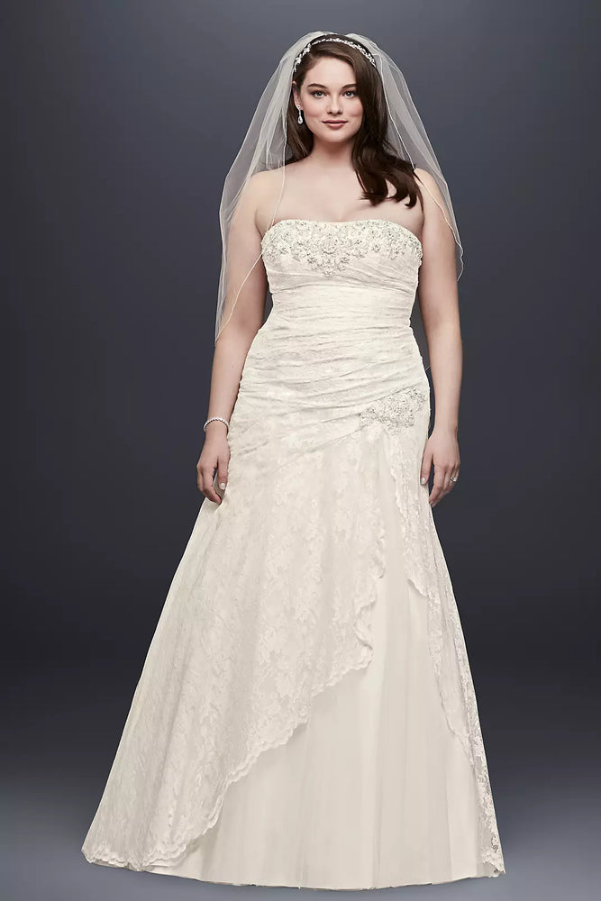 A-line Lace Wedding Dress with Side Split Detail - Ivory