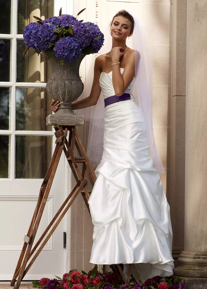 As-Is Sweetheart Charmeuse Gown with Pick-Up Skirt - Ivory