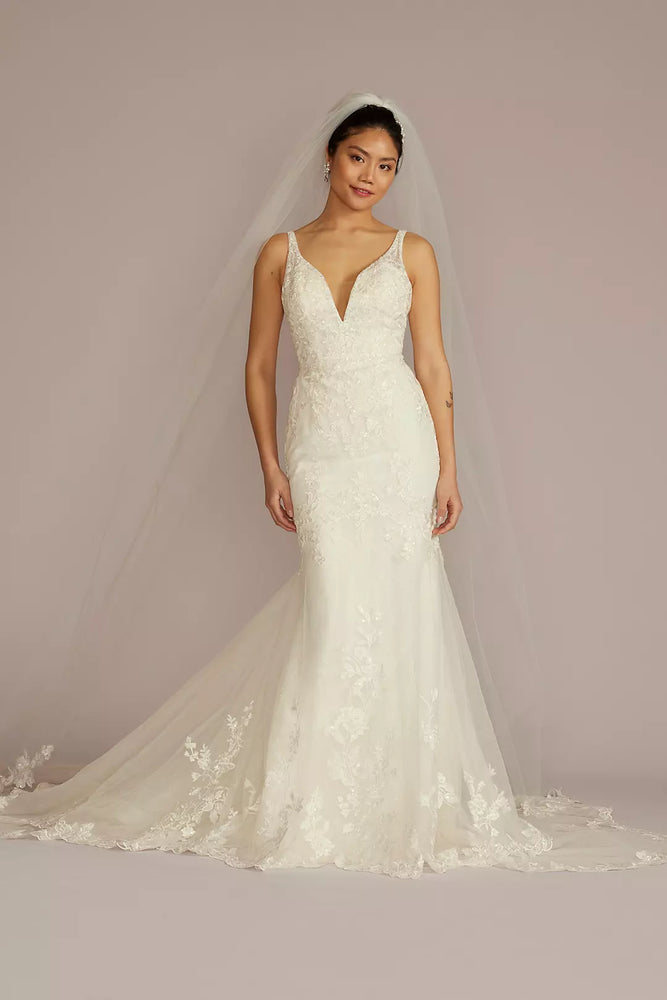 Removable Train Mermaid Wedding Dress - Ivory