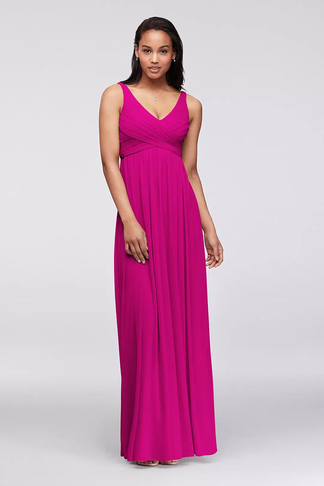 Long Mesh Dress with Cowl Back Detail - Pink