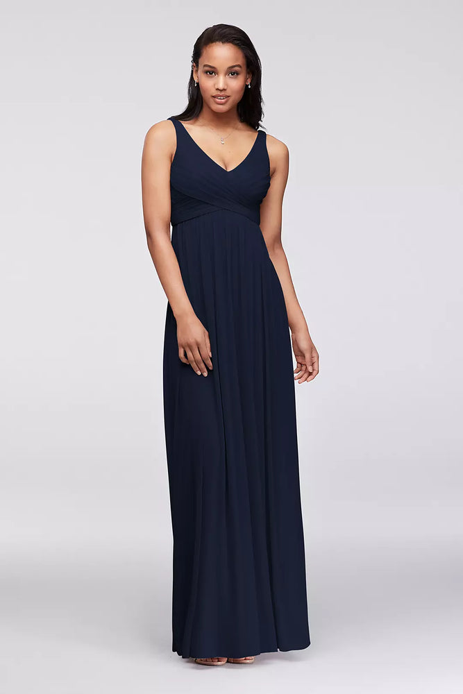 Long Mesh Dress with Cowl Back Detail - Blue