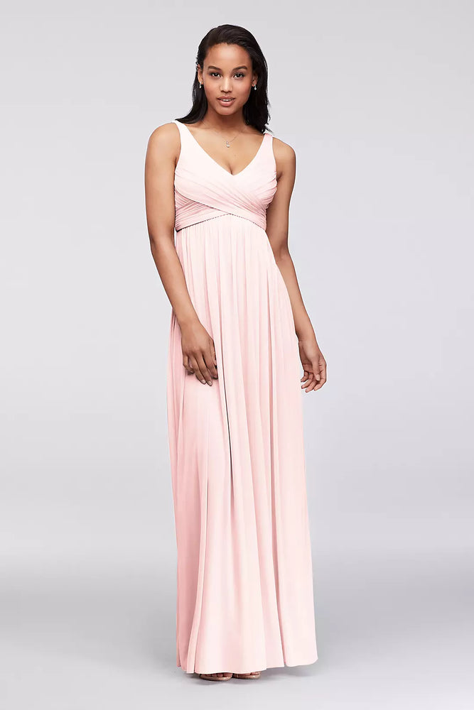 Long Mesh Dress with Cowl Back Detail - Pink