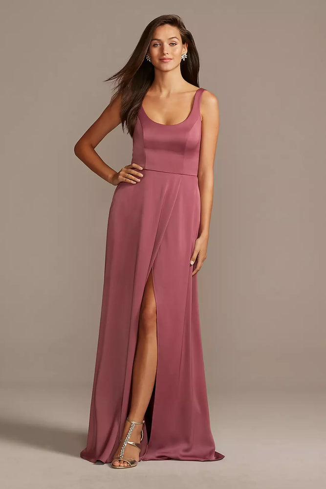 Crepe-Back Satin Scoop Tank Dress - Pink