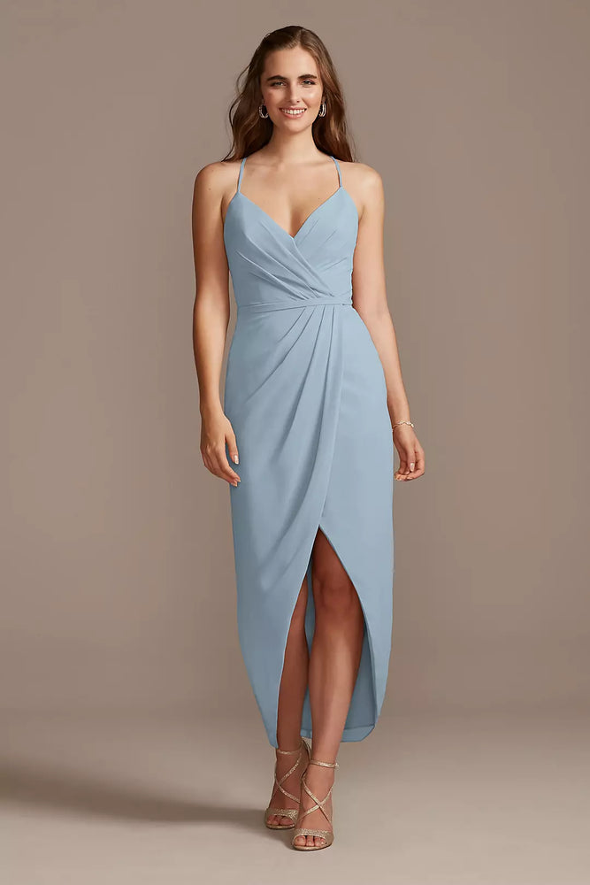 Tulip Hem Chiffon Midi Dress - Blue