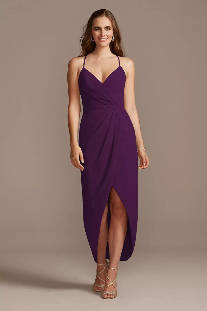 Tulip Hem Chiffon Midi Dress - Purple