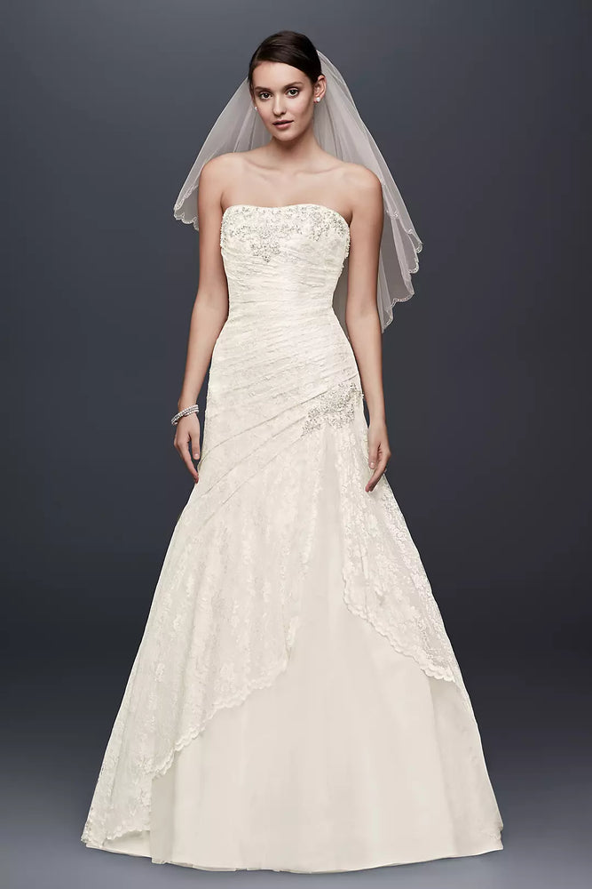 A-line Lace Wedding Dress with Side Split Detail - White