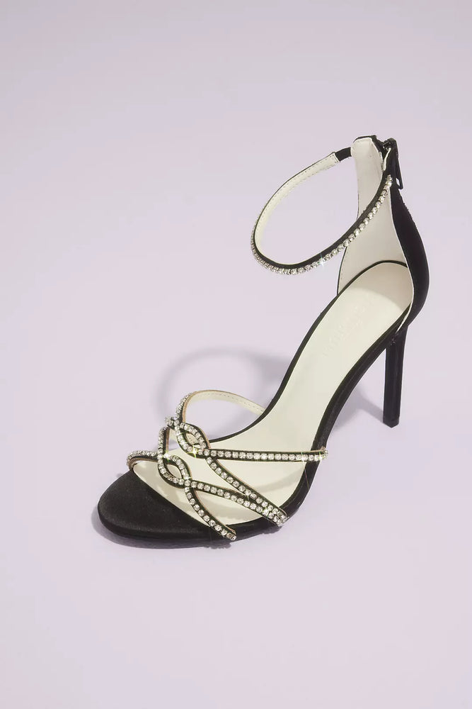 Entwined Crystal Satin Stilettos - Black