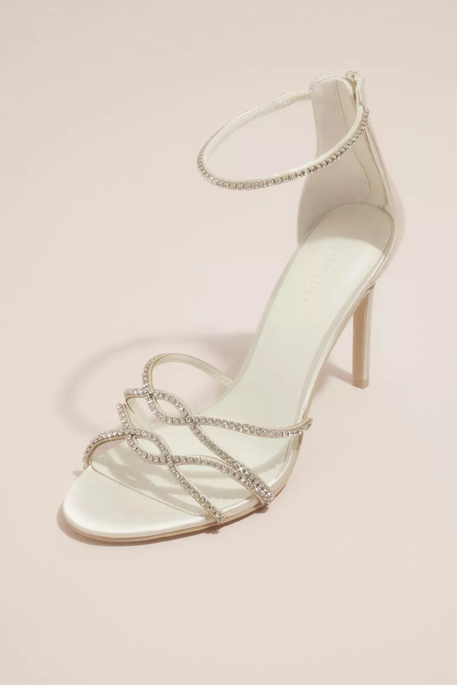 Entwined Crystal Satin Stilettos - Ivory